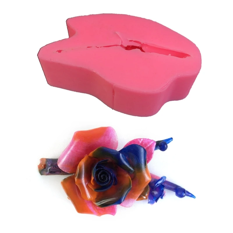 3D Rose Candle Mold, Rose Flower Resin Mold for DIY Candle Soap Scented Sticks Holder Gypsum Ornaments Valentine Gift