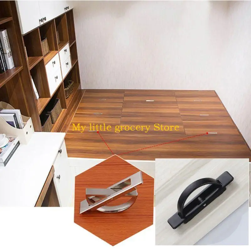 D5BD Cabinet Pulls Concealed Drawers Handle 180 Degrees Rotatable Furniture Handle