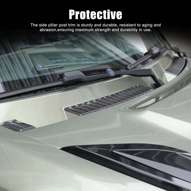 لاند روفر ديفندر 90 110 130 2020-2025 + ألياف الكربون الحقيقية تصفيف السيارة الزجاج الأمامي غطاء حوض المطر ملحقات ملصق #5