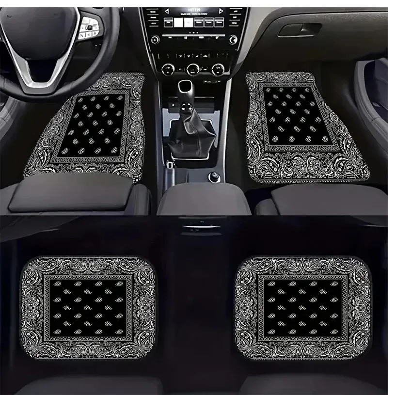 Antique Oriental Turkish Persian Carpet Car Floor Mats 4-Piece for Front Rear Seats Durable Floor Carpet Heavy Duty Rubber Back - view 3
