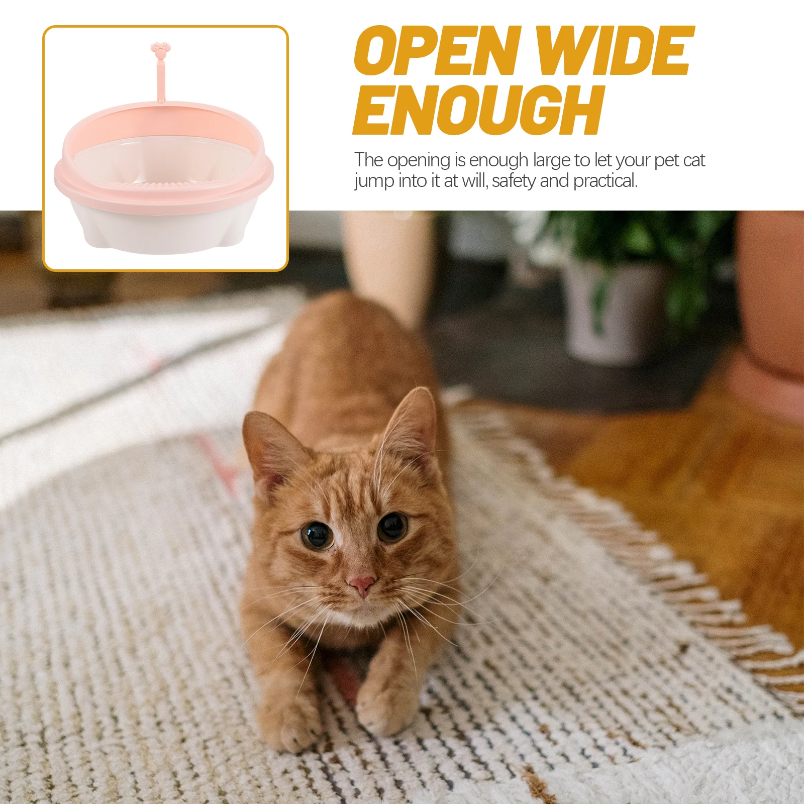 

1 set Cat Litter Box Semi Enclosed Anti Splash Breathable Large Opening Self Cleaning Reusable Portable Indoor Outdoor Pet