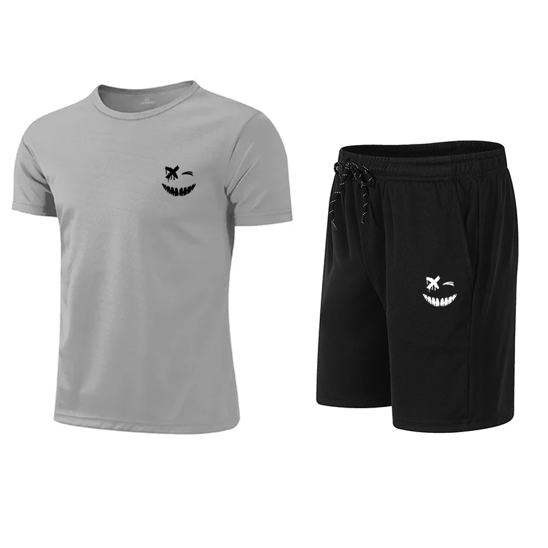 Camiseta de manga corta y pantalones cortos para hombre, ropa deportiva informal para Fitness, conjuntos deportivos de secado rápido, conjuntos para correr de verano, S-3XL, 2 piezas