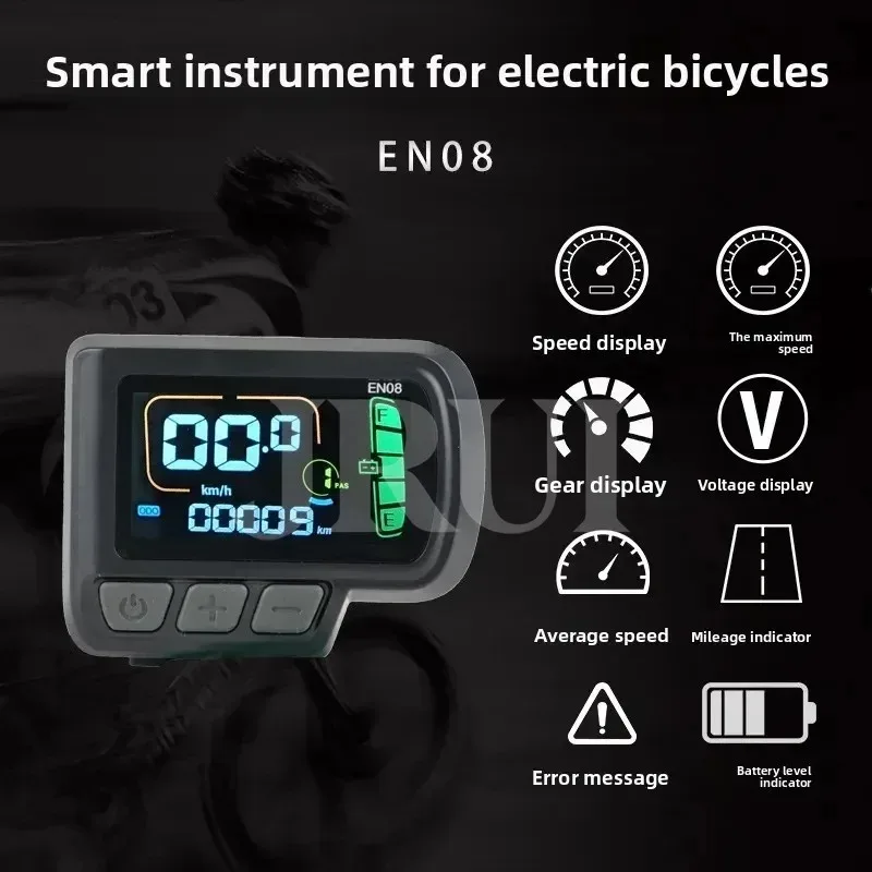 Electric Bicycle EN08 Smart LCD Instrument, Mountain Bike Scooter LCD Speedometer Display, Waterproof Cable, 5-pin