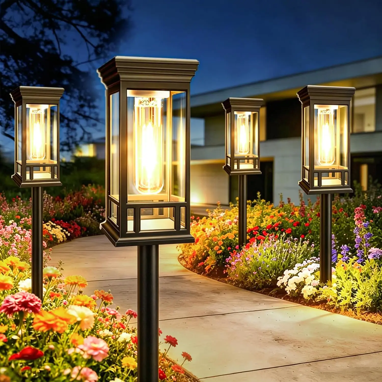 

Solar Pathway Lights Outdoor, 12 Pack Auto On/Off Taller Waterproof for Garden Lawn Yard Walkway Driveway Patio Decor