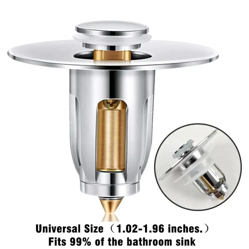 With Anti-clogging Basket Wash Basin Bounce Drain Filter Hair Catcher Universal Sink Drain Stopper Sink Pop-Up Drain Plug