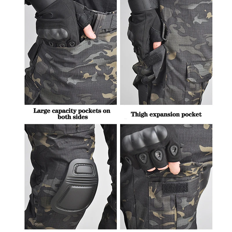 Mens Camo Tactical Uniform Airsoft Ripstop Sets Multi Pocket Hunting Pants Man Trainning Shirts Paintball Clothes Outdoor Suit - view 6