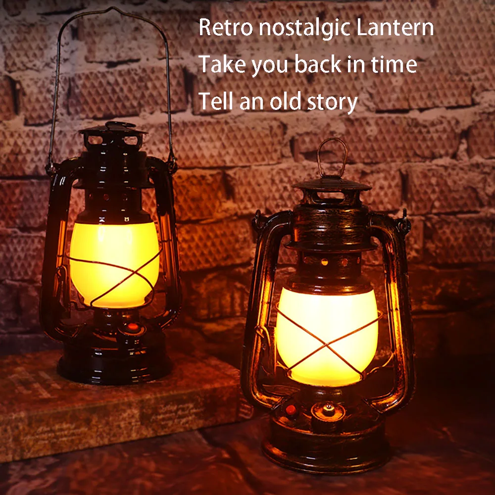 Железный Бронзовый масляный светильник в стиле ретро, уличная портативная лампа для кемпинга, перезаряжаемая Светодиодная лампа, уличный светильник для рыбалки, природный фонарь для походов