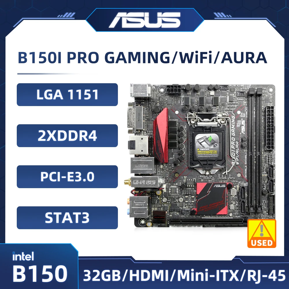 

ASUS B150I PRO GAMING/Wi-Fi/AURA Mini-ITX материнская плата Intel B150 DDR4 32 Гб Поддержка ядра Φ 7100 6500 7600 G4500 процессор M.2