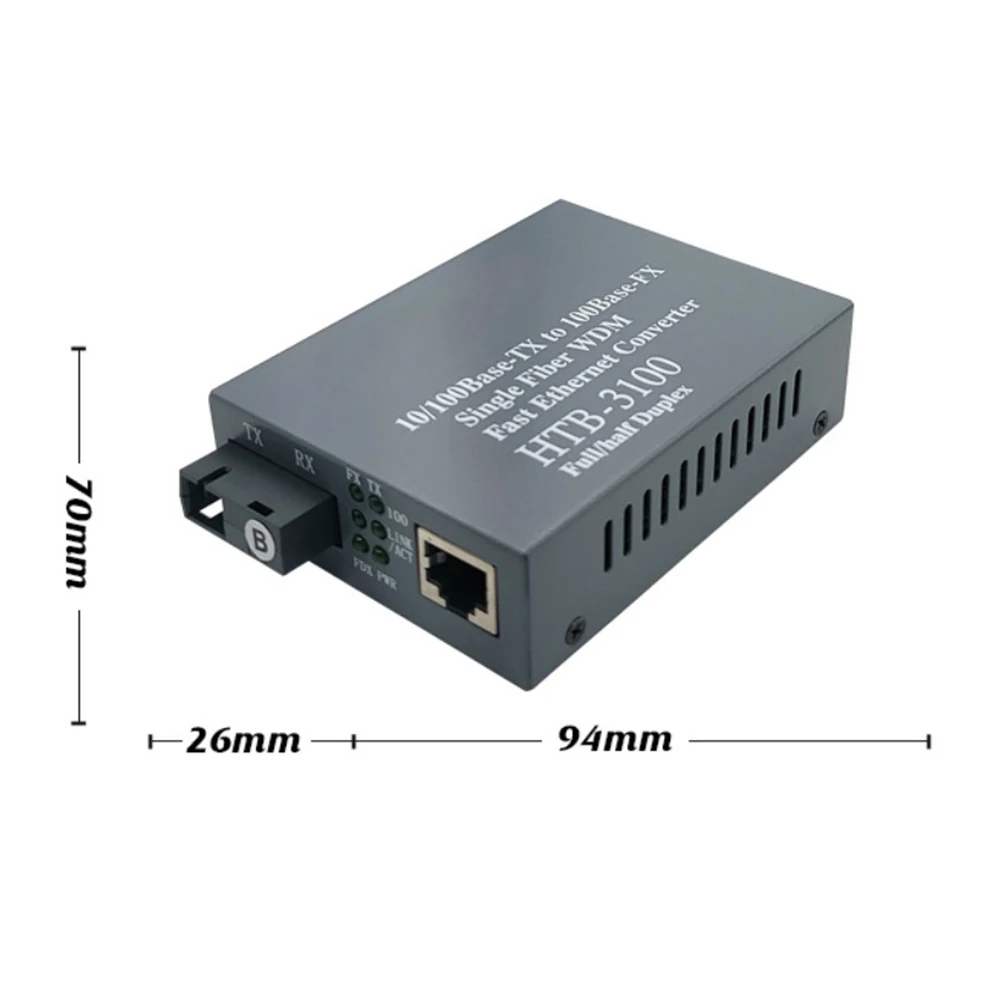 2pcs High-Performance For SC Fiber To Ethernet Converter 20km Range 1310/1550nm Electrical Equipment Supplies Tools