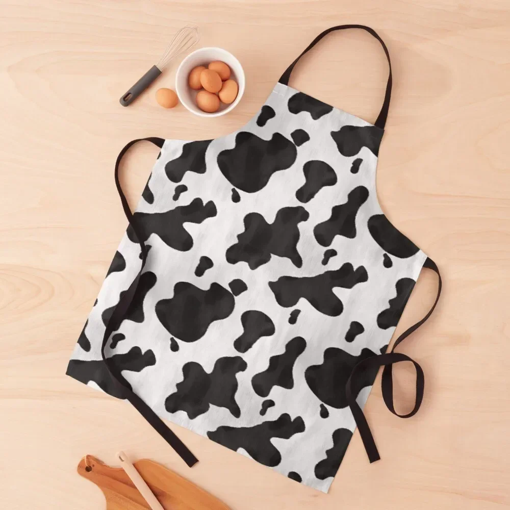 Cow Print Western Black White Animal Spots Pattern Apron Korean House Things For Home And Kitchen Kitchen Household Items Apron