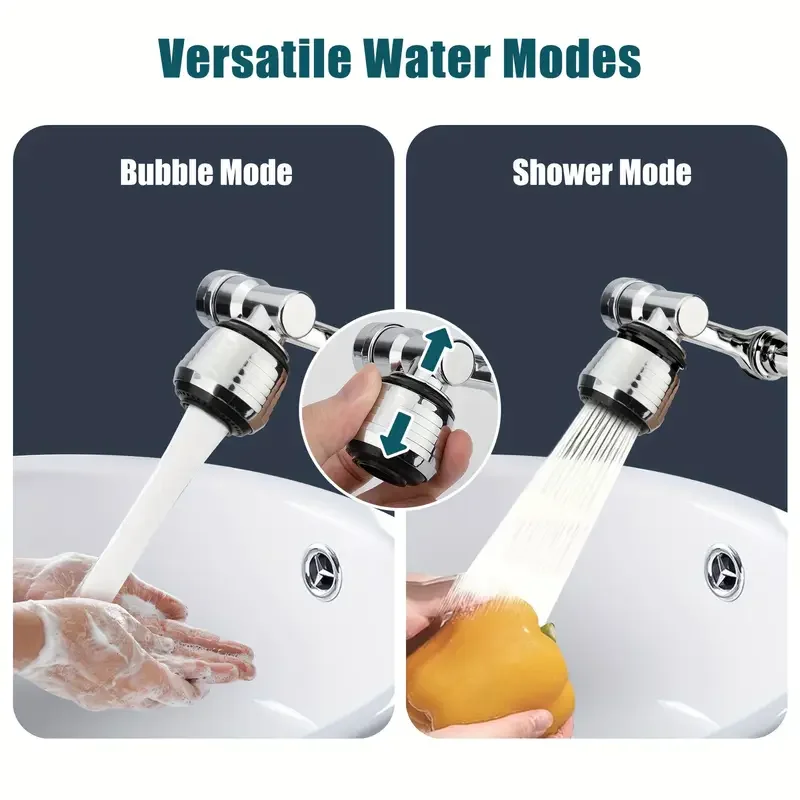 2pcs 1080° Swivel Faucet Spray Head Wash Basin Robot Arm Faucet Extender Sink Accessories for Extension Faucet Easy Install