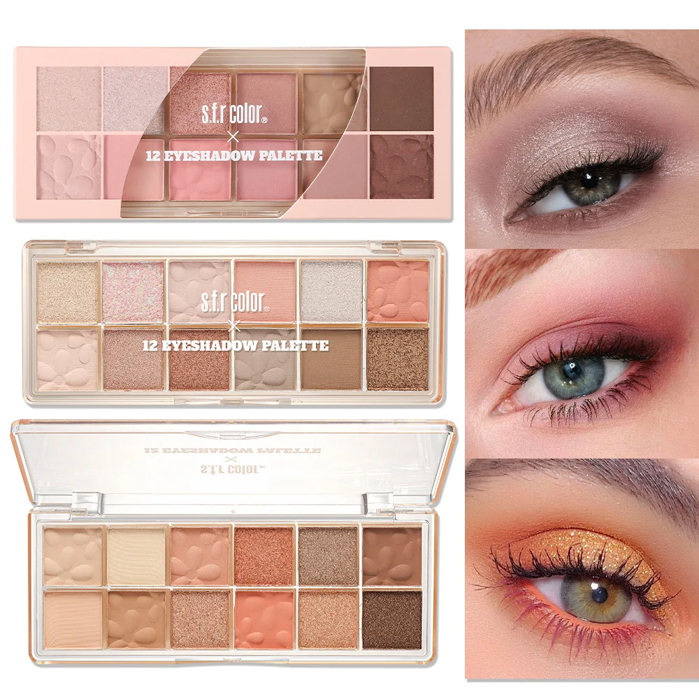 S.F.R Color 12-Color Eyeshadow Palette - Matte and Pearlescent