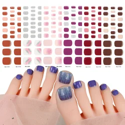 Toe Gel Nail Sticker Hardens with UV Lamp Curing Gel Stickers Waterproof Korean Full Cover Waterproof Polish Wraps Foot Strips