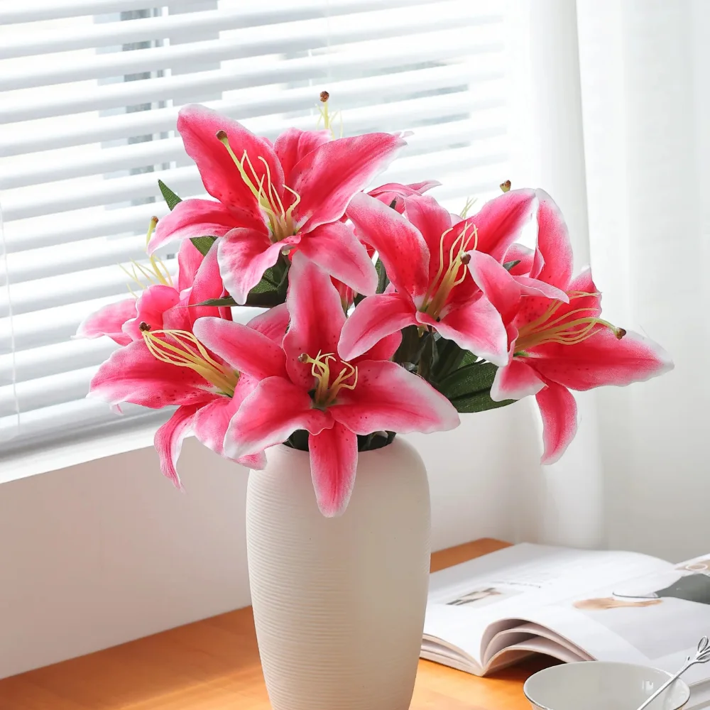 مقلد 9 رئيس الزنابق الكبيرة العطور الزنابق النمر بساتين الفاكهة الزهور الاصطناعية وضعت غرفة المعيشة ديكورات منزلية لحفل الزفاف هدايا