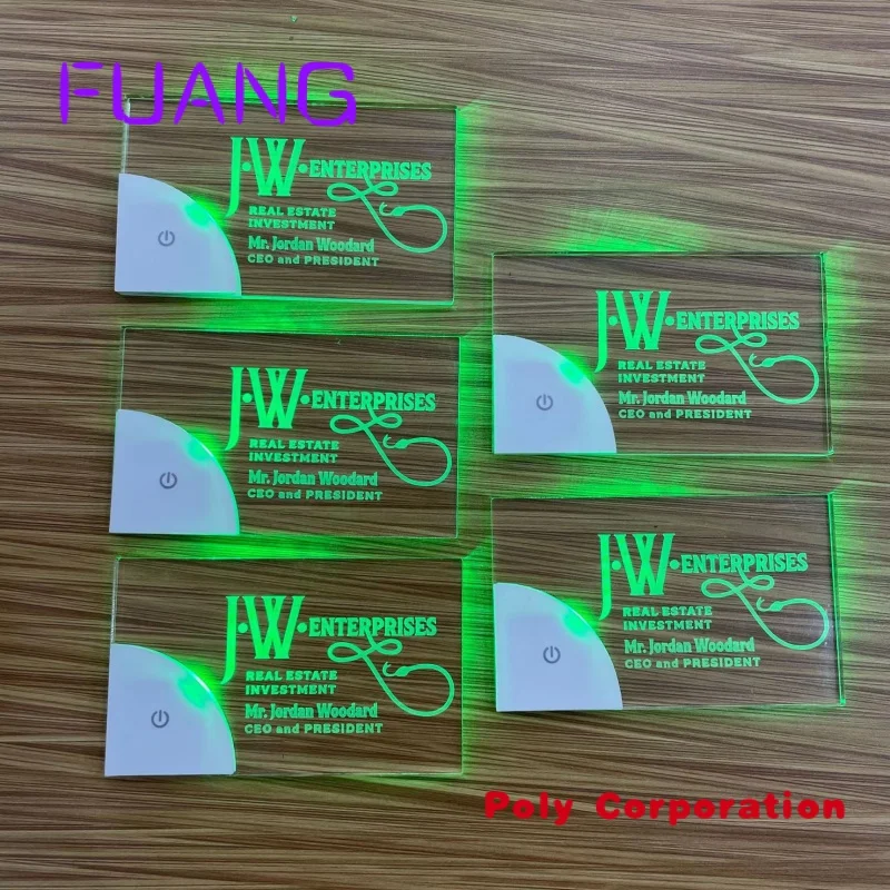 

Custom Plain Led business card blank acrylic laser enrgaved card with colorful lighting up