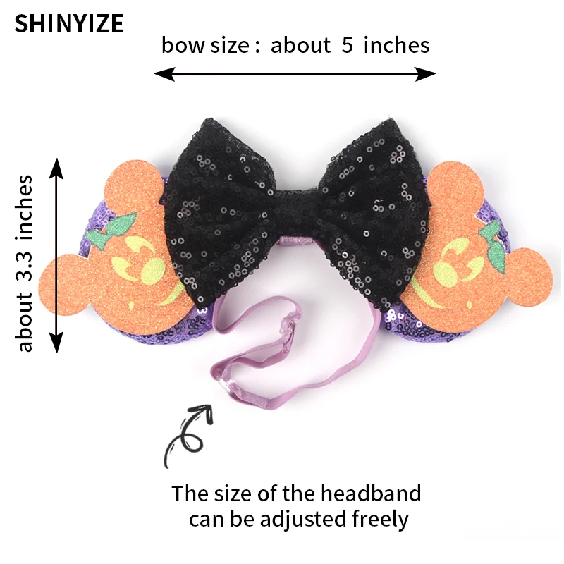 Halloween Adjustable Mouse Ears Elastic Headband For Adult/Kids Bow Nylon Hairband Festival Party Cosplay DIY Hair Accessories