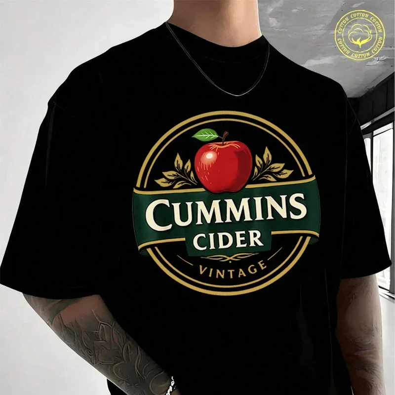 

CUMMINS CIDER Features A Stylish Circular Emblem With Gold & Green Design T-shirt Moto Men Summer T Shirts Casual O-neck Tees
