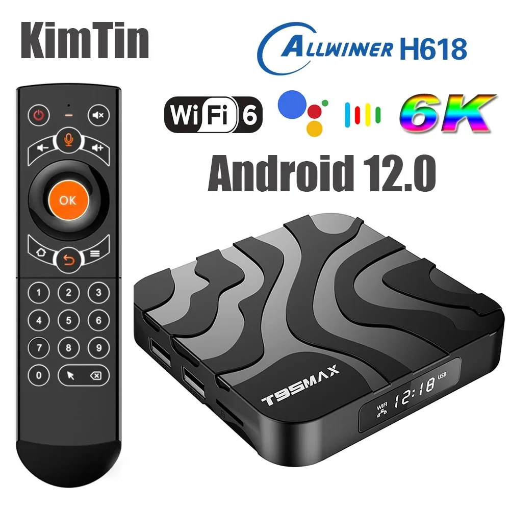 

T95MAX 6K TV Box Android 12 4GB RAM 64GB ROM Allwinner H618 Android 12.0 4K Media Player HDR Dual Wifi T95 Max Set Top Box 2G16G