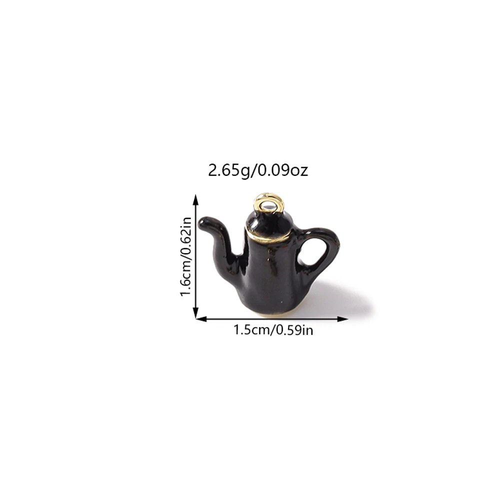Leslie 5 Stück schöne Emaille-Kaffeetassen-Anhänger für baumelnde Ohrringe, Halsketten, Teekannen-Anhänger, DIY-Schmuckherstellungszubehör – Detail 1