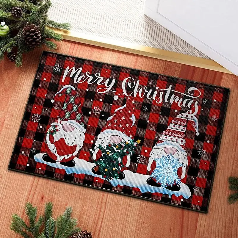 VIKAMA Gnome Christmas Doormat Chillin With My Gnomies Winter Snow Non Slip Rug For Front Door Porch Xmas Home Holiday Decor
