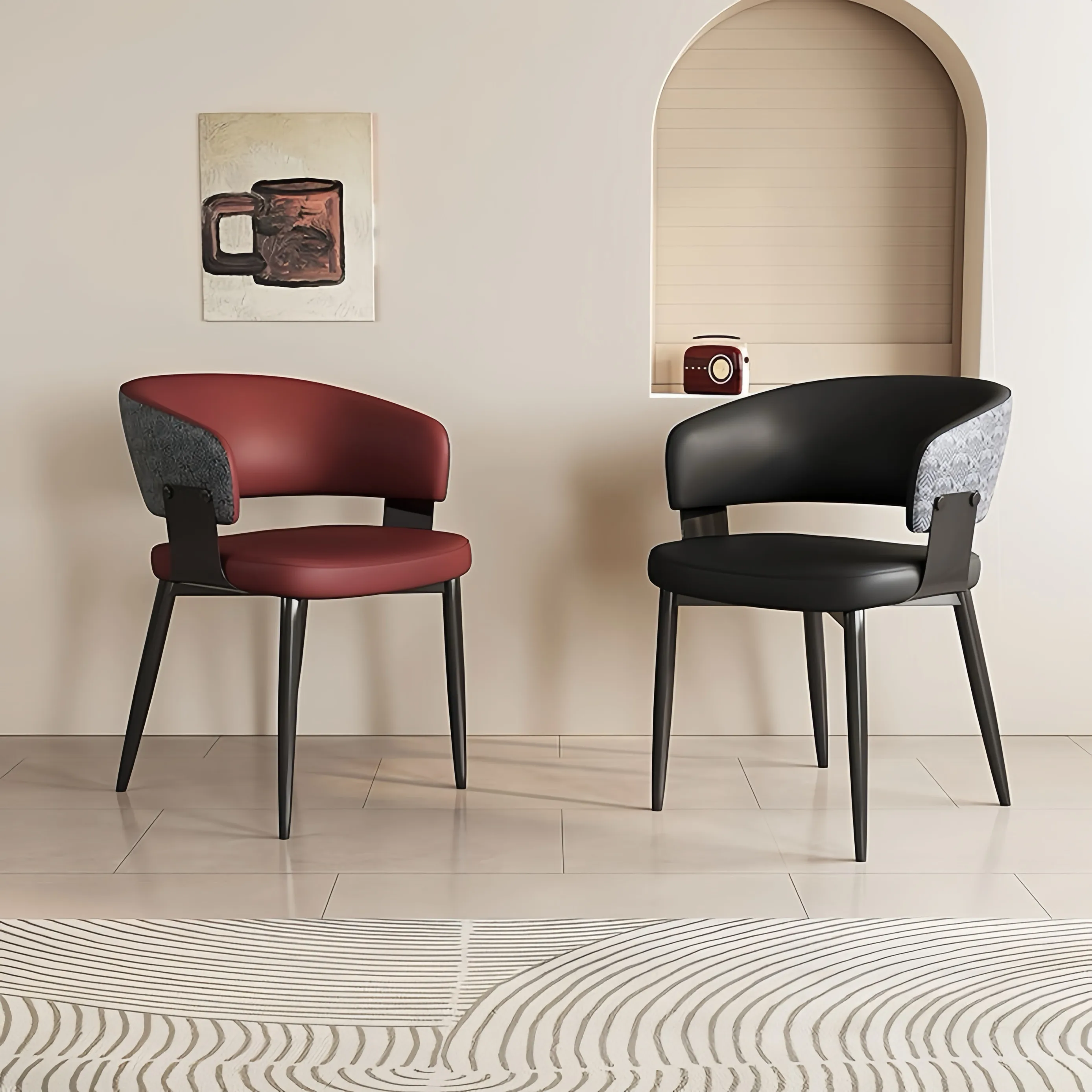 Modern Minimalist Upholstered Dining Chair Soft Padded Backrest Italian Style Side Chair For Home
