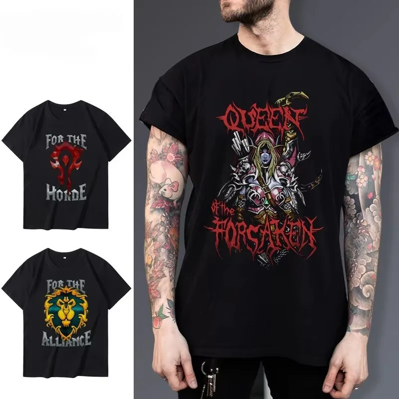 World of Warcraft Warrior Class Crest Grafik-T-Shirt aus Baumwolle für Männer und Frauen, Streetwear-T-Shirt – Detail 2