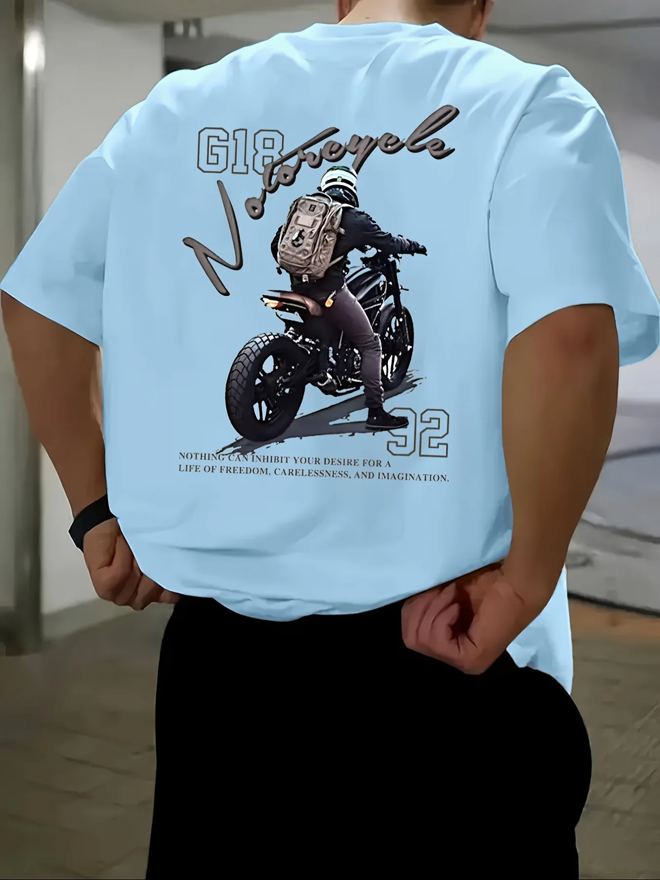 Herren Motorrad Grafik T-Shirt 100% Baumwolle Vintage Rider Racing Print Cafe Racer Biker Streetwear Übergroßes Sommer-Tee-Shirt – Detail 5
