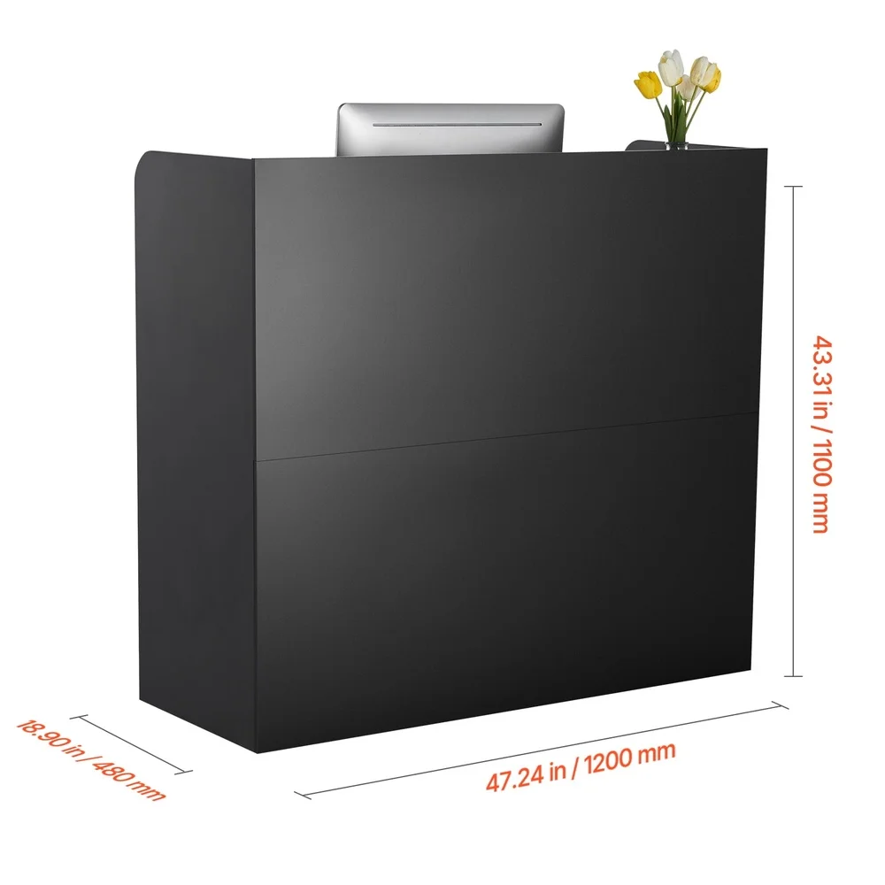 مكتب استقبال قوي مع أدراج قابلة للقفل، خزانة تخزين واسعة، سهلة التجميع، مقاومة للماء، MDF، مساحات مكتبية مثالية للبيع بالتجزئة