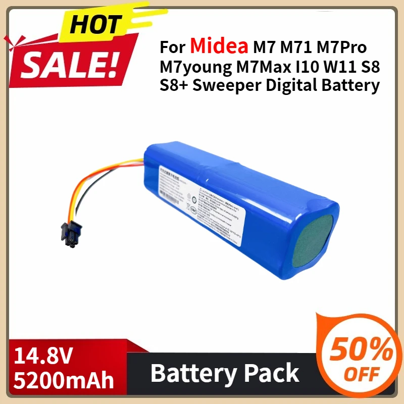 

14.8V 5200mAh Battery For Midea M7 M71 M7Pro M7young M7Max I10 W11 S8 S8+ Sweeper Digital Battery
