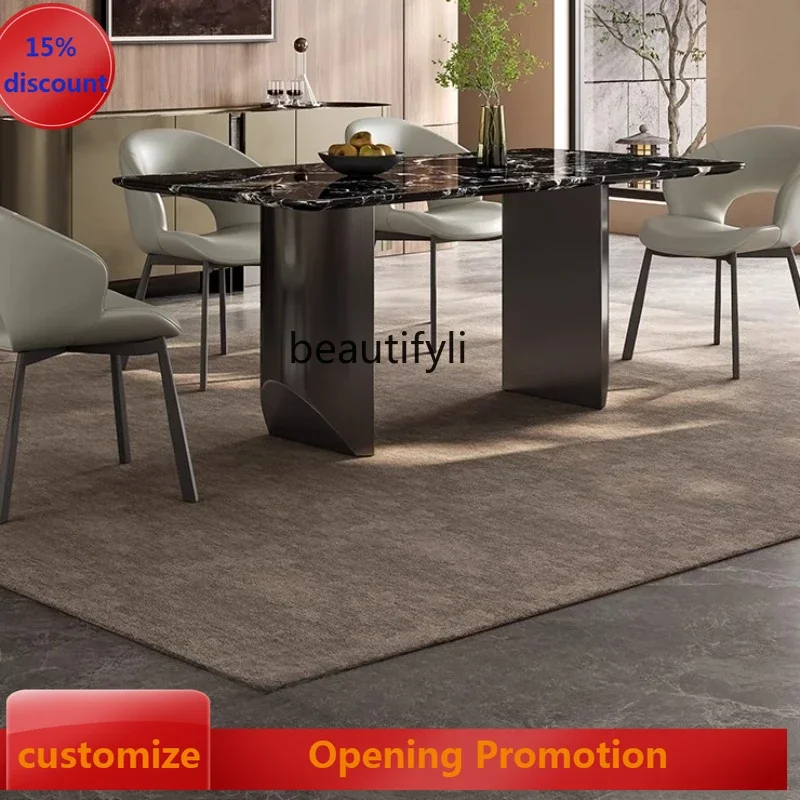 

ss8350 Luxury stone dining table Italian light luxury rectangular black rose natural marble dining table