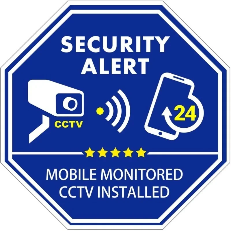 CCTV Video Surveillance Security & Mobile Monitored CCTV Installed Stickers, Indoor & Outdoor 10CM