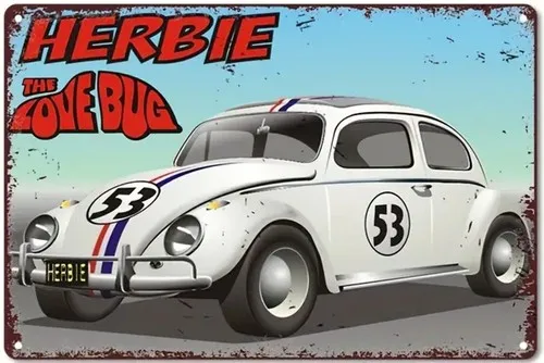 Herbie The Love Bug Vintage Novelty Metal Sign ;