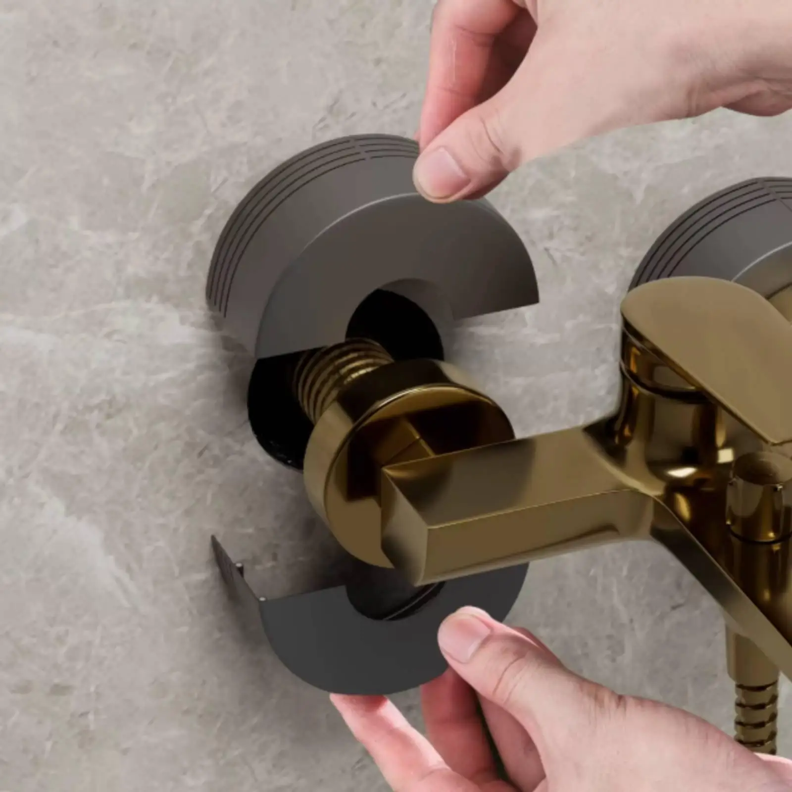 Decorative Escutcheon Cover for Faucet Split Pipe Flange Snap Fit ABS Plastic Trimable Base Hide Shower Valve Wall Hole Gap