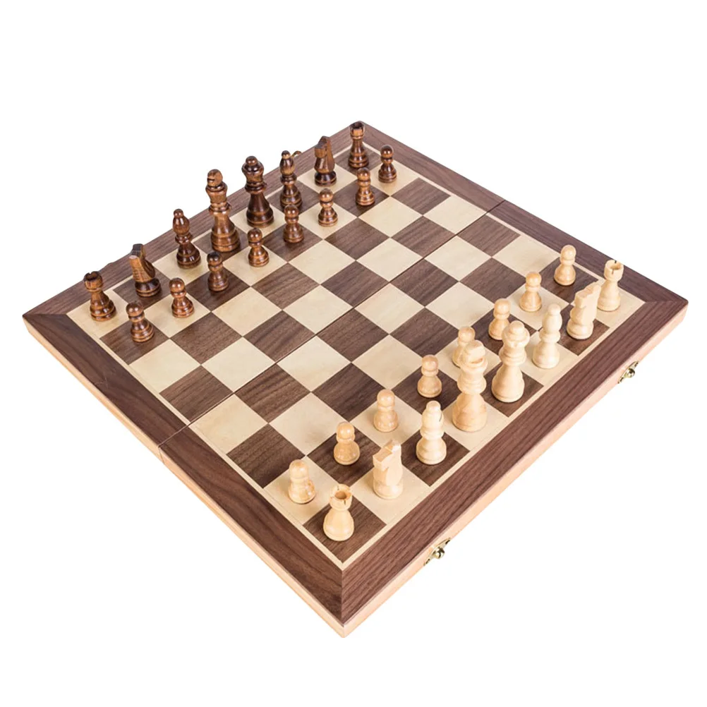 Set di scacchi internazionale in legno Lavagna magnetica pieghevole da 40 cm con pezzi alti 8 cm per viaggi Set di scacchi per bambini per adulti Pieghevole in legno
