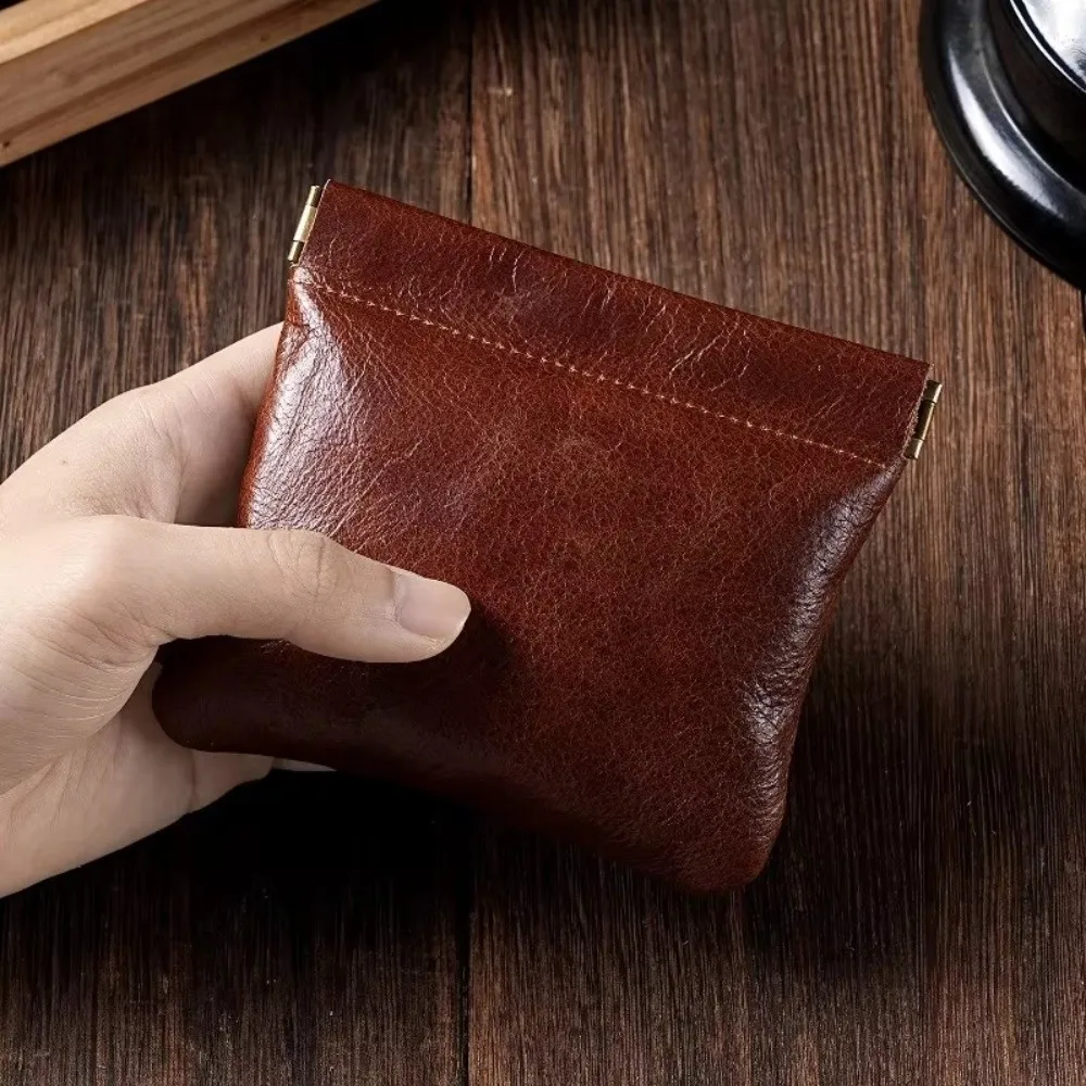 3 Size Options Coin Purse Automatic Closing Genuine Leather Jewelry Pouch Multi-Size Compact Design Squeeze Coin Purse