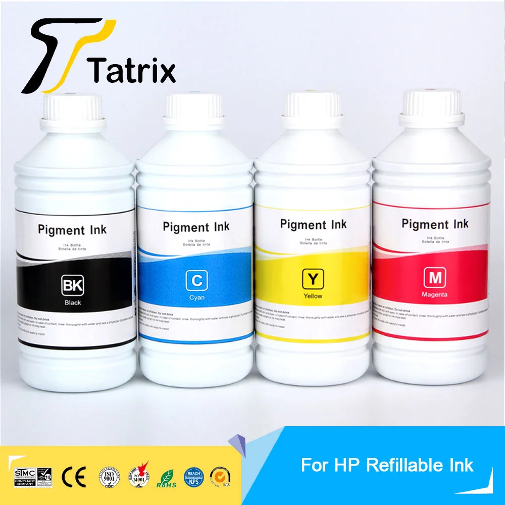 Tatrix  4X1000ML Universal Pigment Ink specialized For HP Printer.water proof, anti-UV. HP pigment ink BK C M Y. 953 970 973 INK