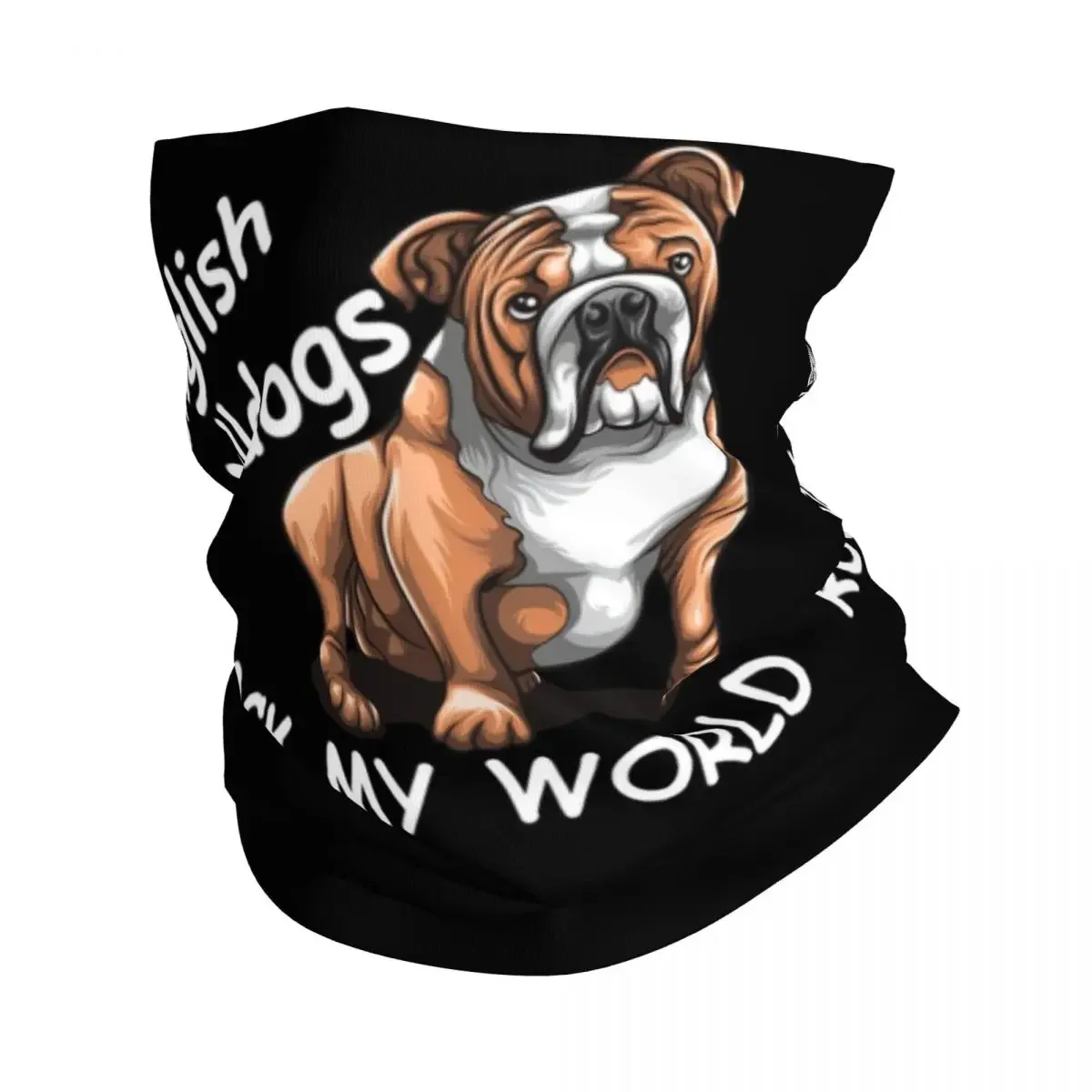 English Bulldogs Rock My  - Bulldog Dog Lovers Bandana Neck Cover Printed Mask Scarf Warm FaceMask Riding Adult Windproof