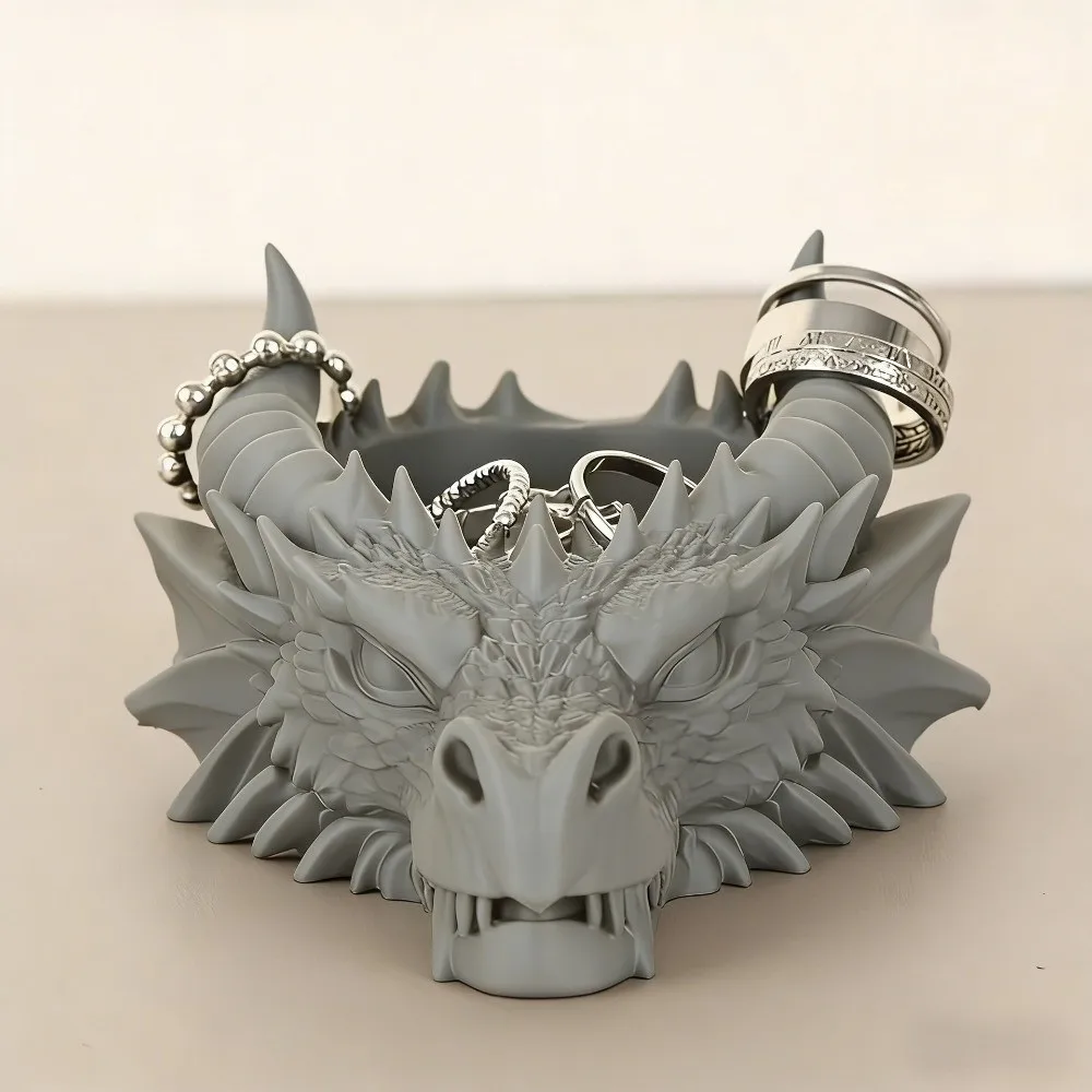 3D Print Dragon Head Storage Tray Funny Multi Functional Jewelry Display Holder Gothic Dragon Head Ornaments Living Room