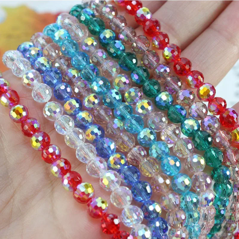 20Pcs 96 Faceted Crystal Beads 10mm Earth Shape AB Color Glass Bead Loose Spacer Beads for Jewelry Making DIY Bracelet Necklace