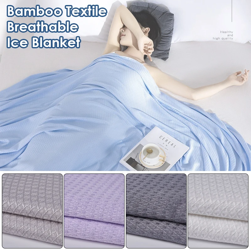 

Summer Cool Bamboo Fiber Throw Blanket Air Conditioning Nap Blankets Sofa Bed Travel Home Breathable Ice Silky Blanket Quilt