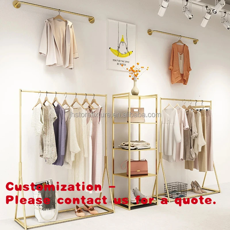 

Customize.Heavy Duty Garment Rack Gold Metal Clothing Rack Commercial Grade Retail Display Racks Metal Single Rod Coat Rack