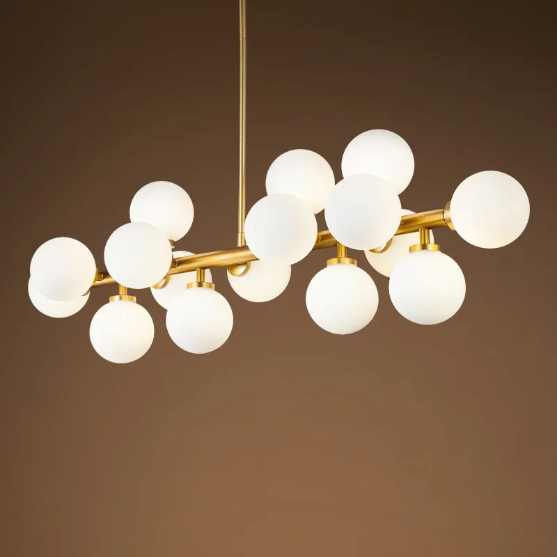 

Modern Long Dining Room Chandeliers Glass Ball Lampshade Light Over The Table Kitchen Office Pendant Lamp Home Decor Luminaires