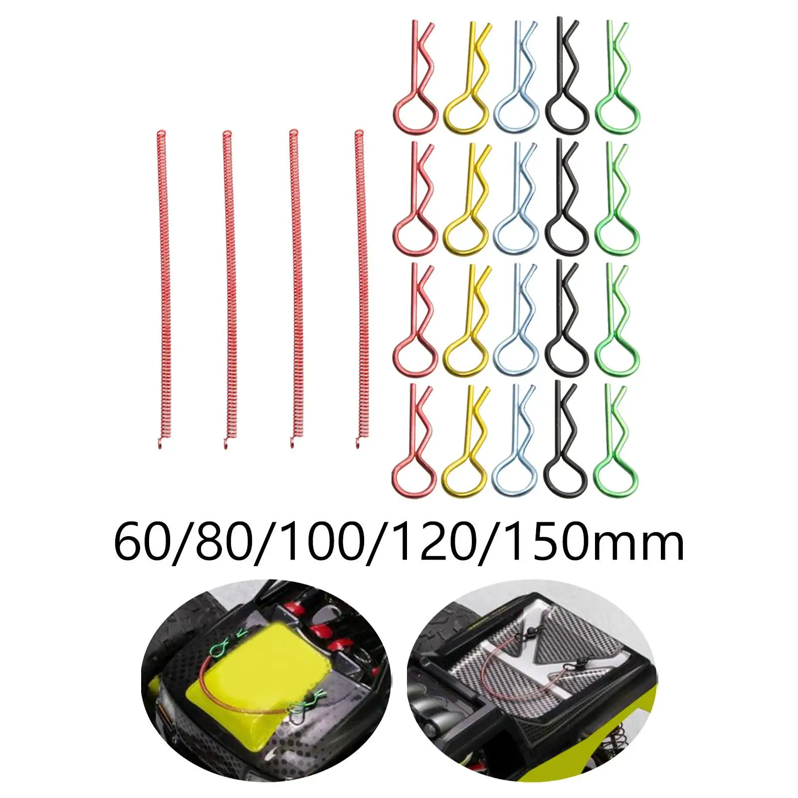 20x RC Body Clips and Anti Lost Ropes Replacement Spare Parts for 1/8 1/10 1/12 1/16 RC Model Accs DIY Parts Replacement