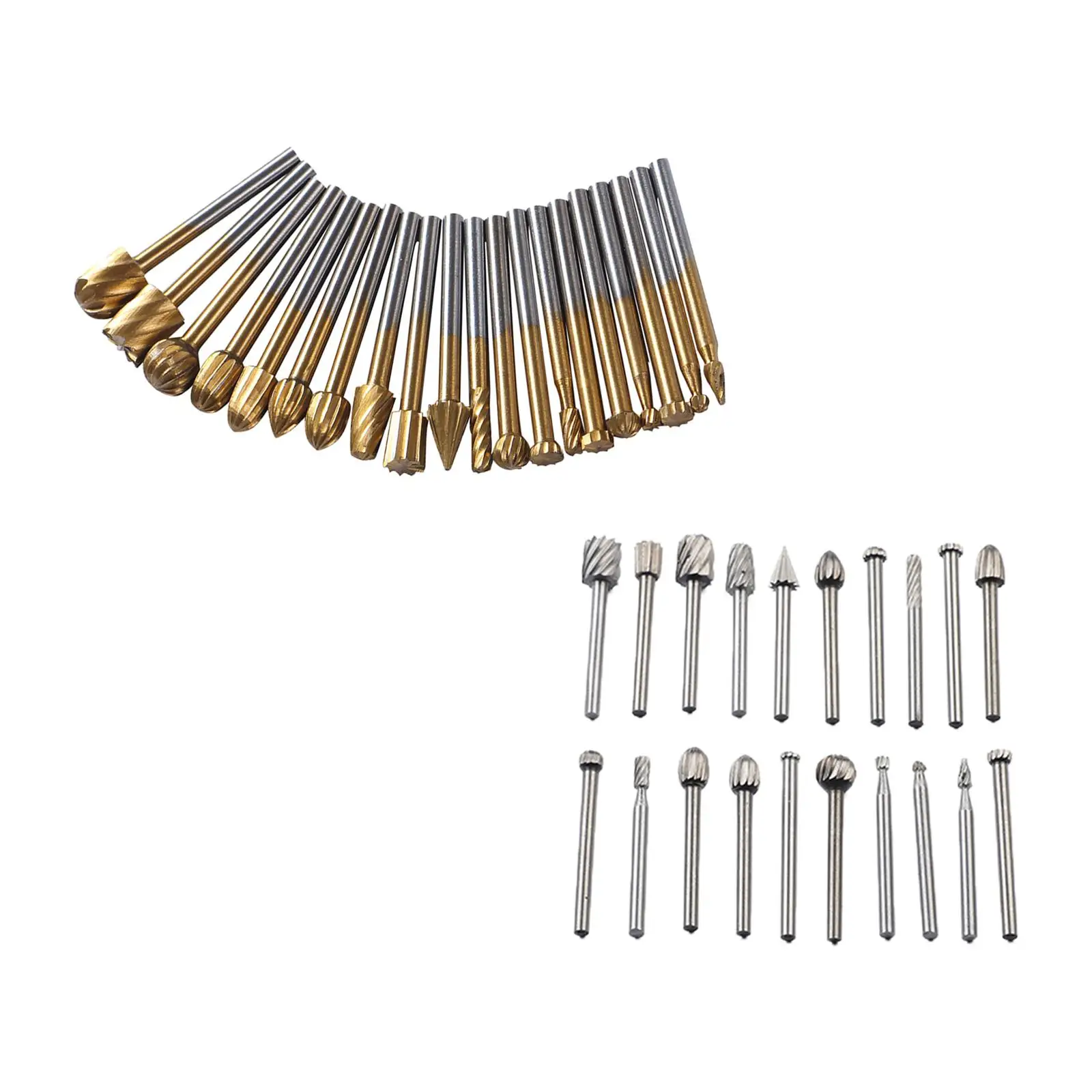 20Pcs Rotary Drill Set Drilling engraver wood carving bits 3.1mm shanks, Metal Grinding Rasp Drill for Drilling Jewelries Glass