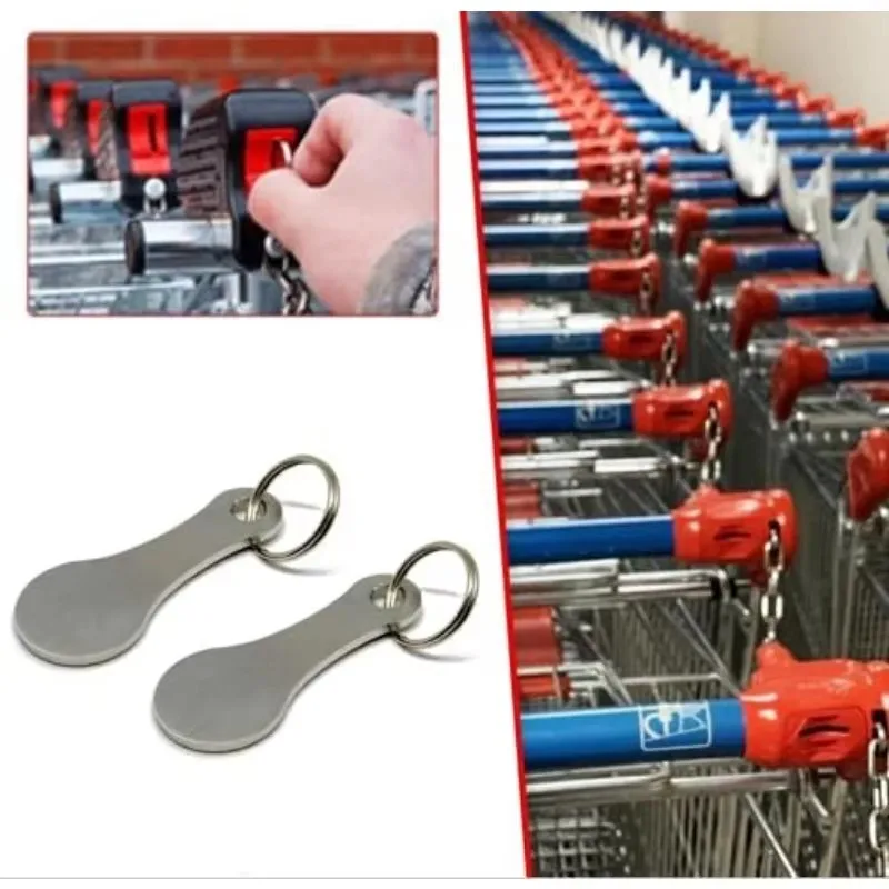 1/2/4/6pcs Ring For Key Keychain Metal Aluminum Alloy Sliver Color Shopping Cart Token Keyring Accessories Decor Keyring Hook