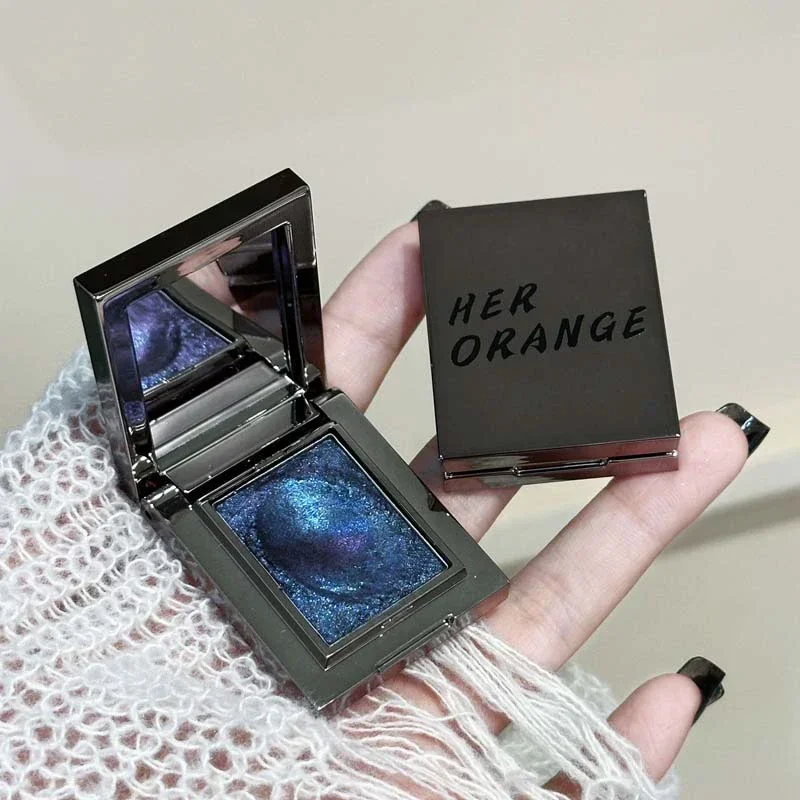 Metallischer Glitzer-Lidschatten-Creme Chamäleon Funkelnder Highlighter Aufhellendes Make-up Rauchblau Perlglanz-Lidschatten-Palette – Detail 5