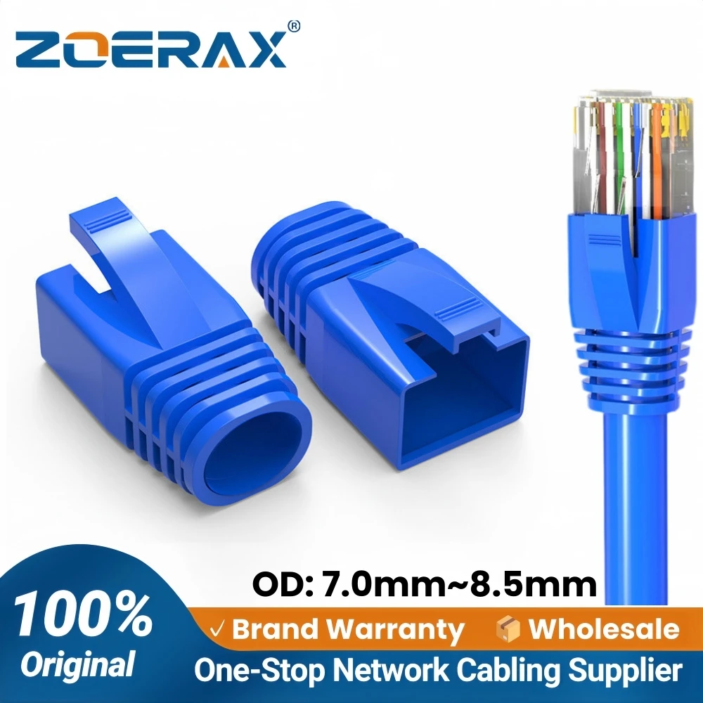 ZoeRax 50PCS Cubiertas Protectoras para Conectores de Cable de Red Ethernet RJ45, para CAT8 CAT7 CAT6A (OD: 7.0mm~8.5mm)