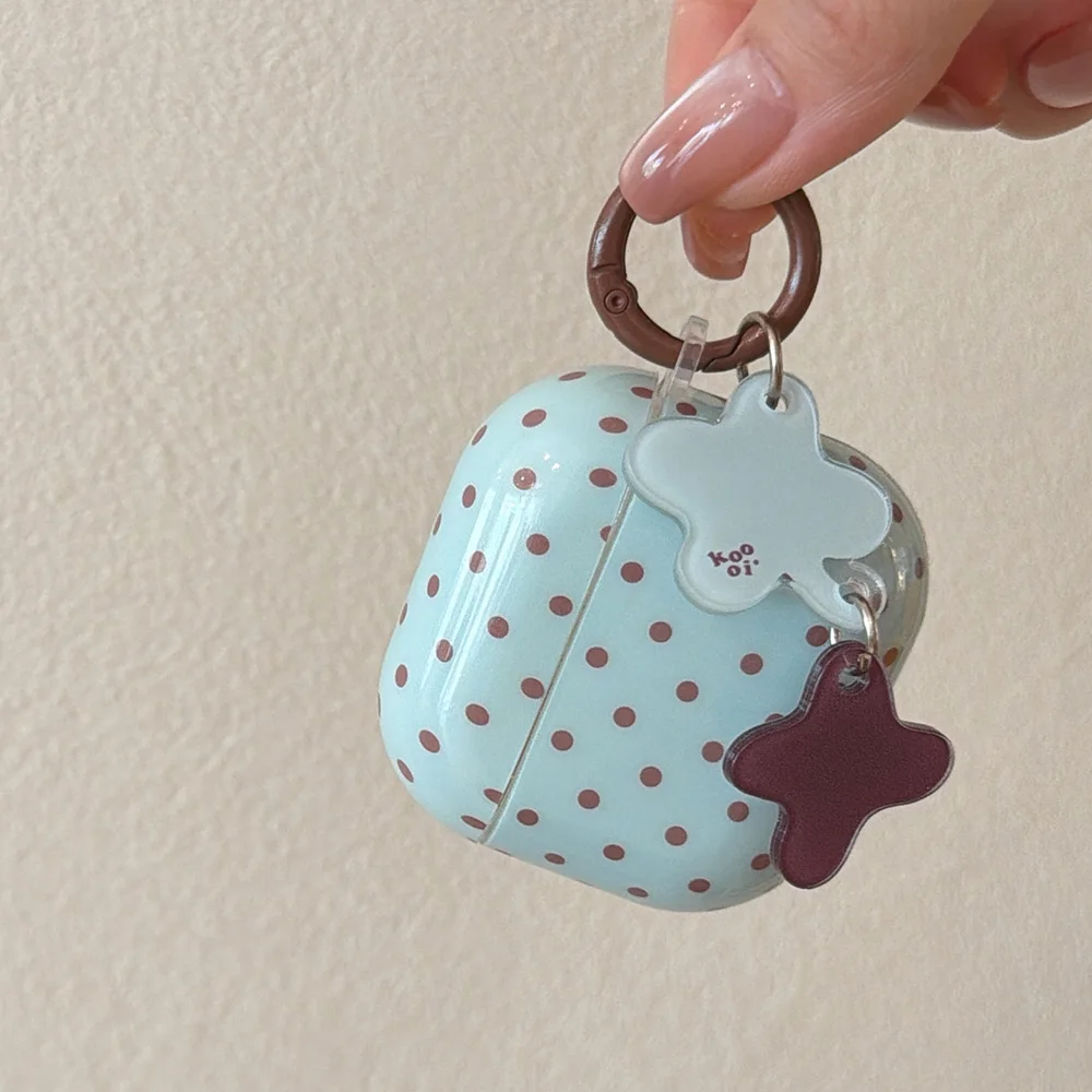 Mint Green Earphone Case For AirPods 4 Brown Polka Dots Cute Protection Cover For AirPods Pro 3 2 1 Shockproof Dustproof Cases - view 3