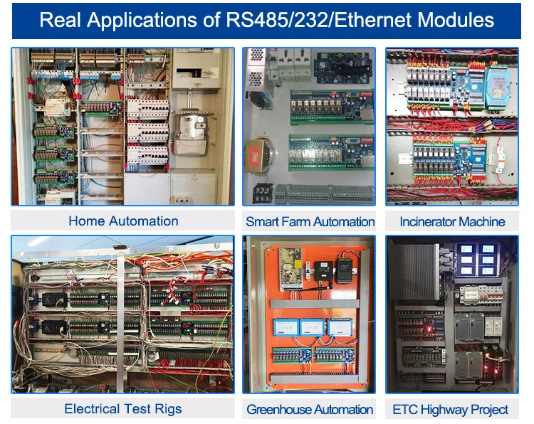 Huaqingjun 8-Channel RS485 comunicación PLC DC placa de expansión Modbus RTU protocolo para automatización