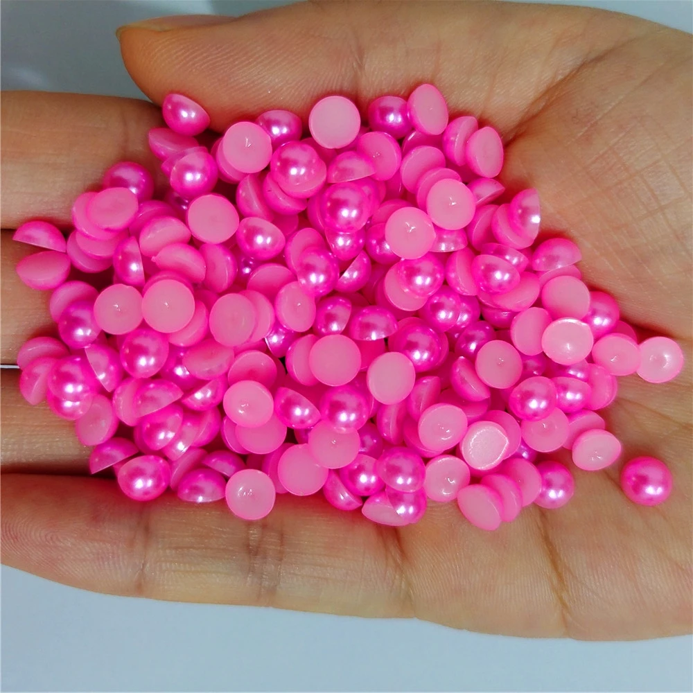 3mm-12mm Mix size  all colours ABS Half Round plastic pearl Non Hotfix Flat Back Nail Art Rhinestones Jewelry Making